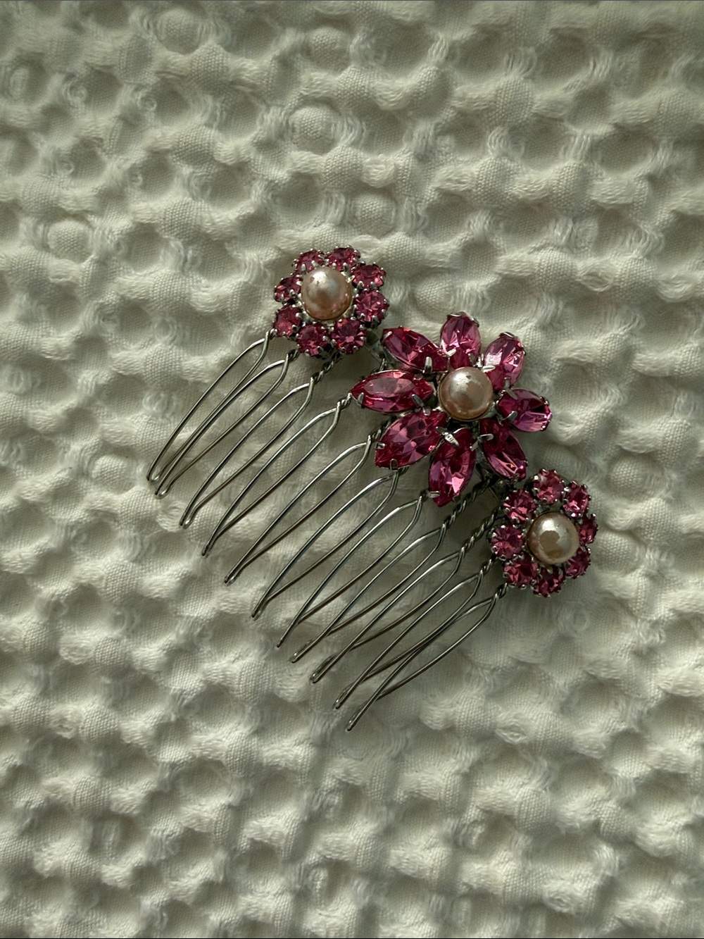 Tarina Tarantino Pink Floral Pearl & Crystal Hair Comb